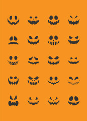  evil faces halloween vector set