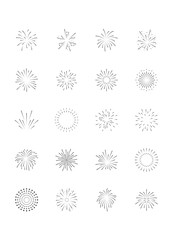 Set of firework icons, new year, celebration, 