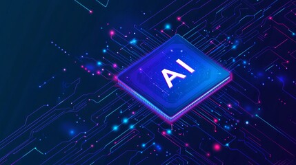 A simple vector graphic of an AI chip with the letters "AI" on it, AI Generative