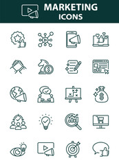 set of marketing icons, digital marketing, business, 