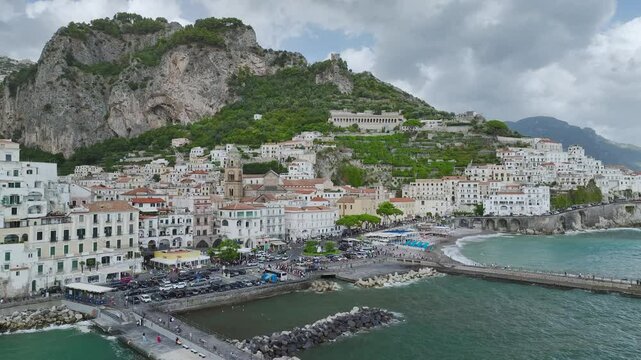 Amalfi from a drone, Salerno, Campania, Italy