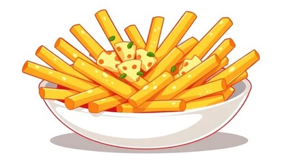 Cheese Fries in a White Bowl	