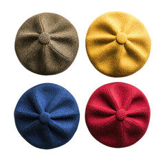 Beret hat top view isolate on transparent background