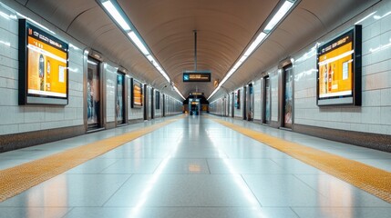 Obraz premium a vertical poster on white in a modern subway, AI Generative