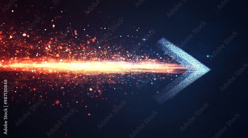 Poster abstract arrow with a light speed effect on a dark background, ai generative