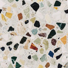 Luxurious Iridescent Terrazzo Flooring Pattern with Natural Stone Chips and Shimmering Finish