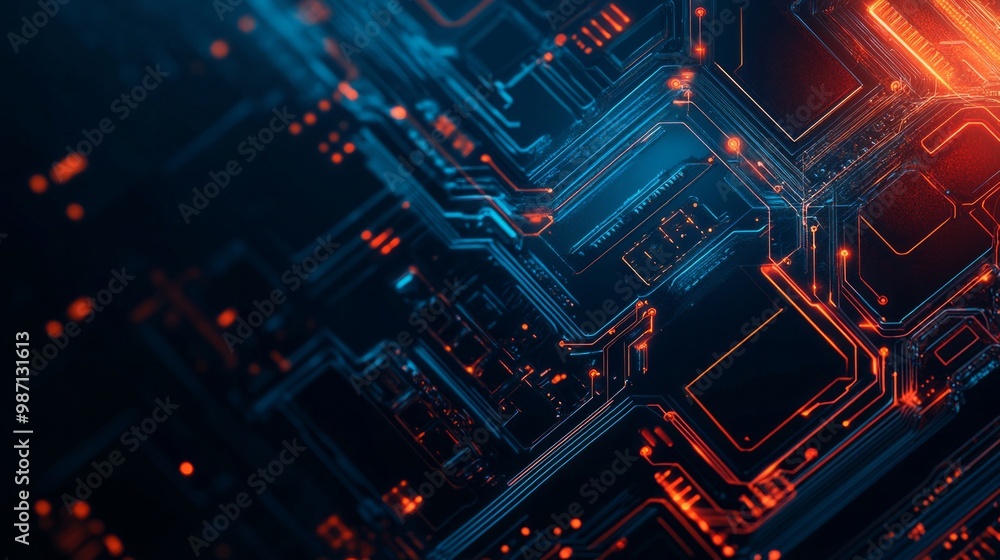 Poster abstract technological, data and artificial intelligence background, just shapes and data., photosho
