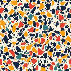 Whimsical Geometric Terrazzo Flooring in Bright Primary Colors