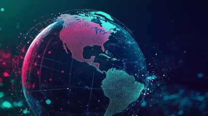 Ai generated illustration of an abstract globe focusing on North America, AI Generative