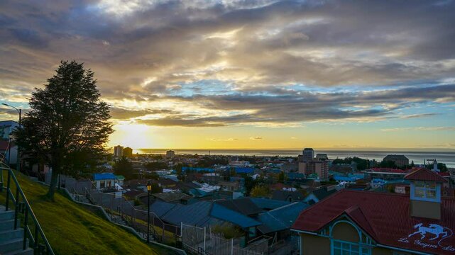 Sunrise view from Mirador Cerro de la Cruz, Punta Arenas, Chile