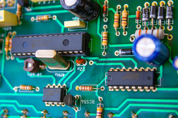Electronic cards and circuits. Components and chips.