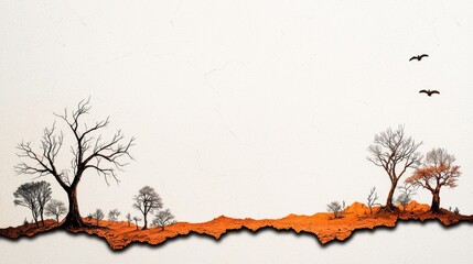 Obraz premium Dying Forest: Watercolor Illustration of Deforestation and Environmental Decay with Copy Space for Text