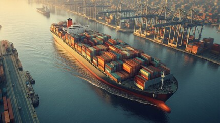 big cargo ship full of containers, AI Generative