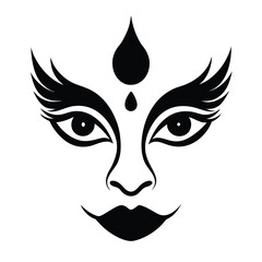 Durga Face illustration for the Happy Durga Puja Celebration, Maa Durga Trinayon In Durga puja Held During Navaratri. Maha Shashthi, Saptami, Ashtami, Navami, Bijoya.