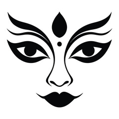 Obraz premium Creative hindu goddess durga face illustration. Happy Navratri, Durga Puja. Logotype icon goddess.