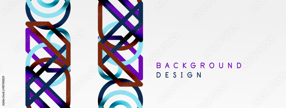 Poster Abstract background - colorful circle lines technology or business digital template