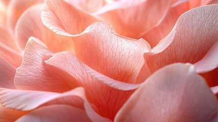 A detailed macro image of pink flower petals, showing the soft curves and intricate textures of each petal under soft lighting.