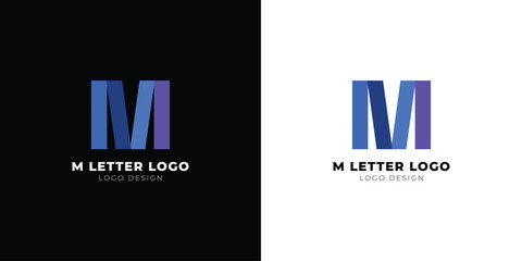 M letter blocks logo design