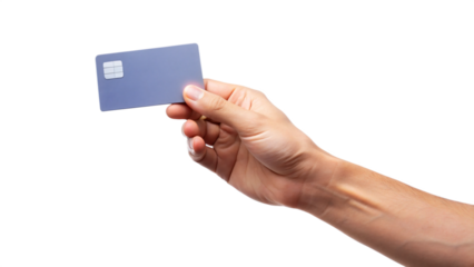Hand holding blank credit card isolated for business advertisement