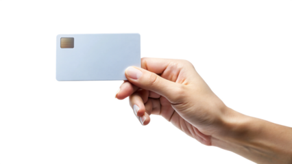 Hand holding blank credit card isolated for business advertisement