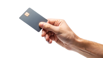 Hand holding blank credit card isolated for business advertisement