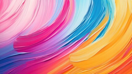 Naklejka premium Abstract background of vibrant multicolor gradient brushstrokes, creating a smooth and wavy texture