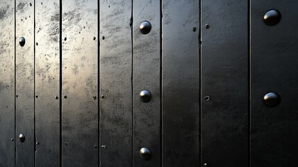 Fototapeta premium Black Wooden Door with Metal Studs