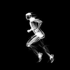 Minimalist Runner Side View Sketched Outline Dynamic Motion