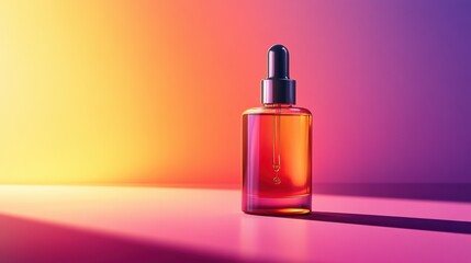 Naklejka premium luxurious hair care concept with a shining oil container against a gradient backdrop in a banner template