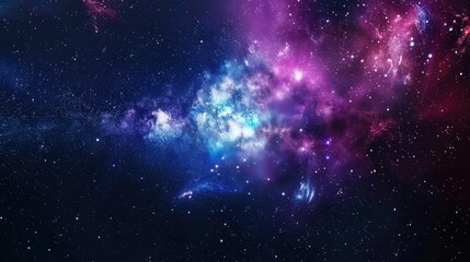 Fototapeta premium Colorful nebula in the cosmos with vibrant hues of purple, blue, and pink, surrounded by countless stars