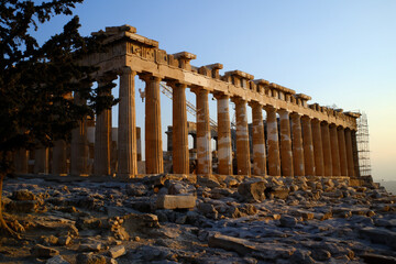 ancient clasic ruins in athenea acropolis