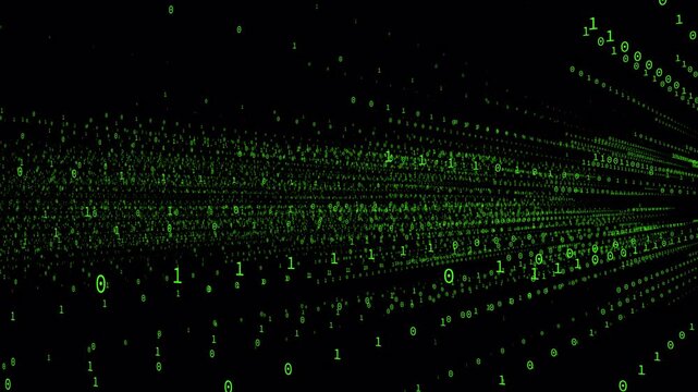 Abstract futuristic green binary code background animation, concepts, ideas, 4k, transparent background with alpha channel