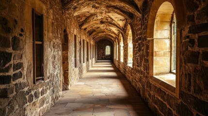 Fototapeta premium Stone Corridor with Light