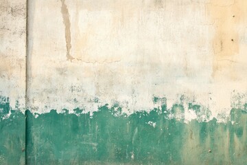 The concrete wall is painted in natural sand and green shades. Abstract industrial, ai