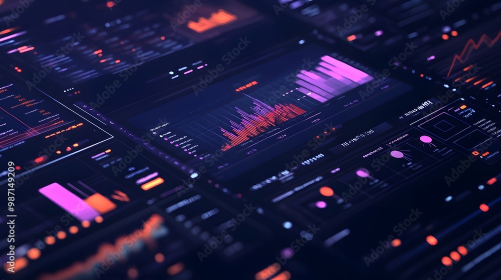 Poster comparative metrics: a sleek, high-tech comparison scene showing side-by-side bar graphs of differen