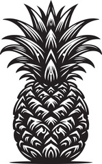 A chic collection of pineapple silhouette vectors featuring sharp outlines, perfect for tropical-themed designs and illustrations.