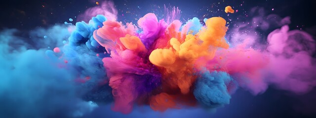 Colorful ink clouds swirling together in an explosion of color