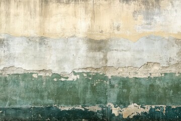 Obraz premium The concrete wall is painted in natural sand and green shades. Abstract industrial , ai