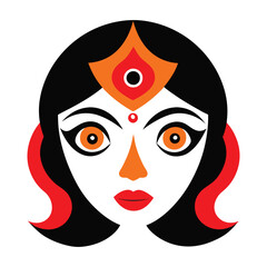 Indian religious biggest festival goddess navratri maa durga statue face holiday celebration drawn illustration