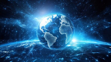 Obraz premium Digital Earth Globe with Lines, Digital world