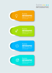 Concept infographic with 4 consecutive steps. Infographic colorful graphic elements design. Timeline design flyer, presentation.