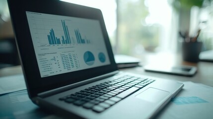 Laptop with Data Analysis on Screen