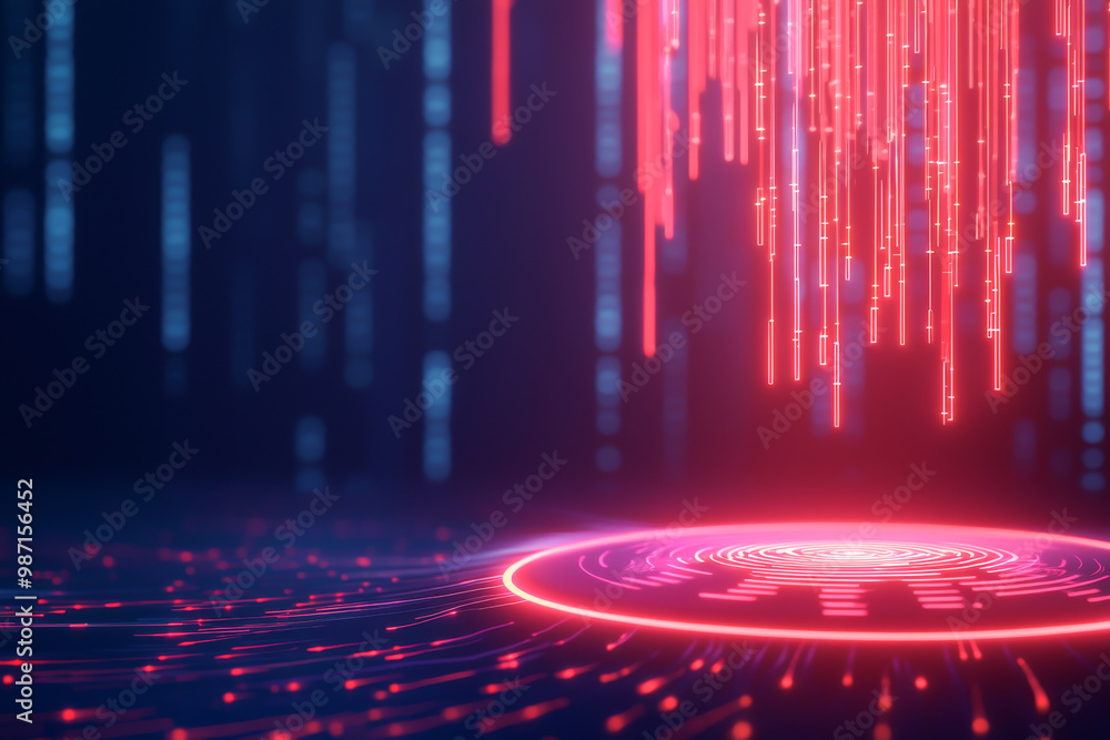 Poster futuristic digital background featuring glowing lines and patterns, ideal for technology and data th