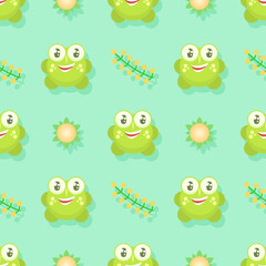 Obraz premium Seamless Pattern Abstract Elements Animal Frog Vector Design Style Background Illustration Texture For Prints Textiles, Clothing, Gift Wrap, Wallpaper, Pastel