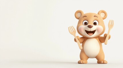 Cute Cartoon Teddy Bear with Welcoming Pose and Happy Smile