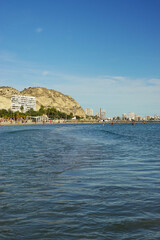 The panorama of Santa Barbara castle and the marina, Alicante, Spain