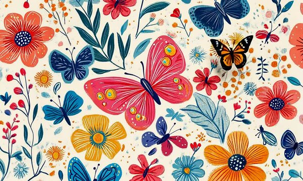 Butterflies and Flowers Pattern