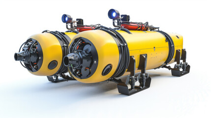 Submersible ROVs for exploring deep-sea habitats isolated on white background