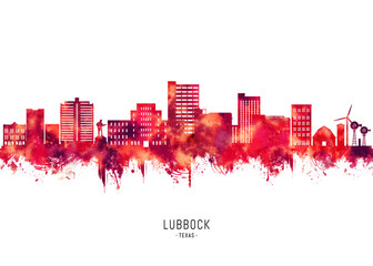 Obraz premium Lubbock Texas Skyline Red
