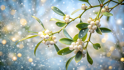 Obraz premium a close-up of a sprig of mistletoe